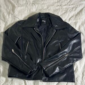 Zara Sleek Black Biker Jacket size XS